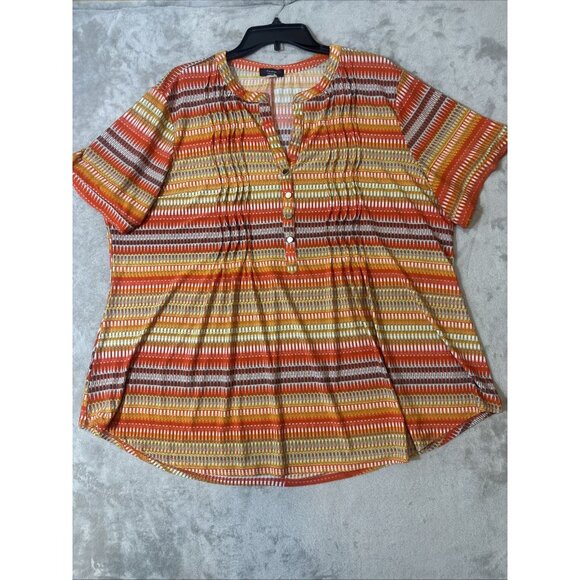 Cocomo Woman Plus 3X Multicolor Striped Boho Button Blouse - Picture 3 of 8